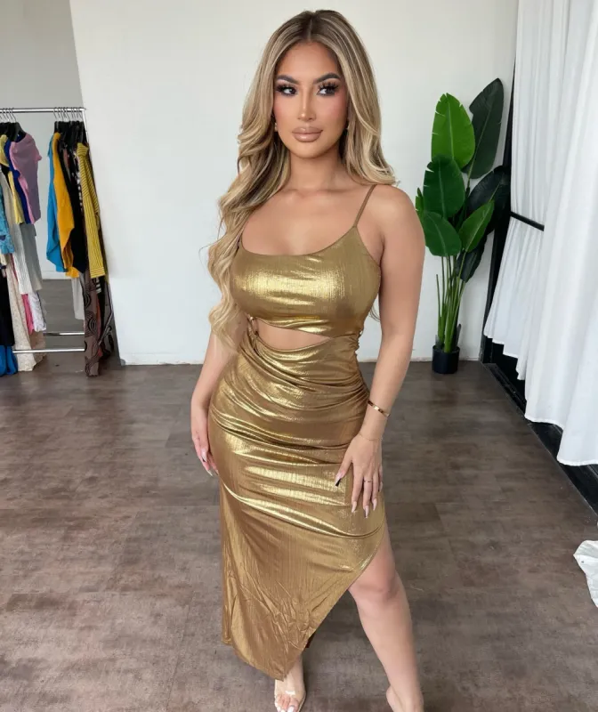 Janece Dress (Gold) sold by OOTDFash