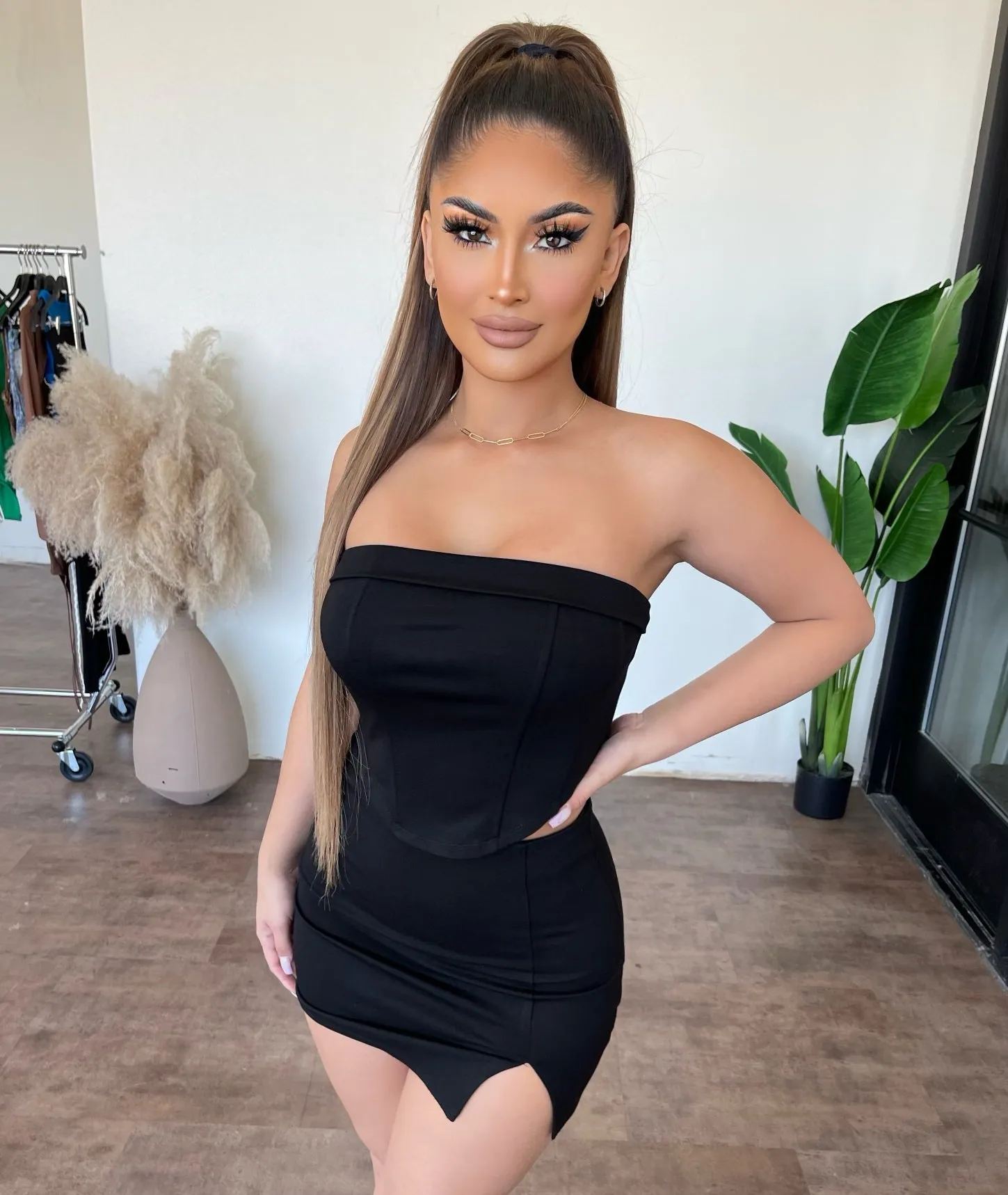 Anisa Cropped Top Set (Black) sold by OOTDFash