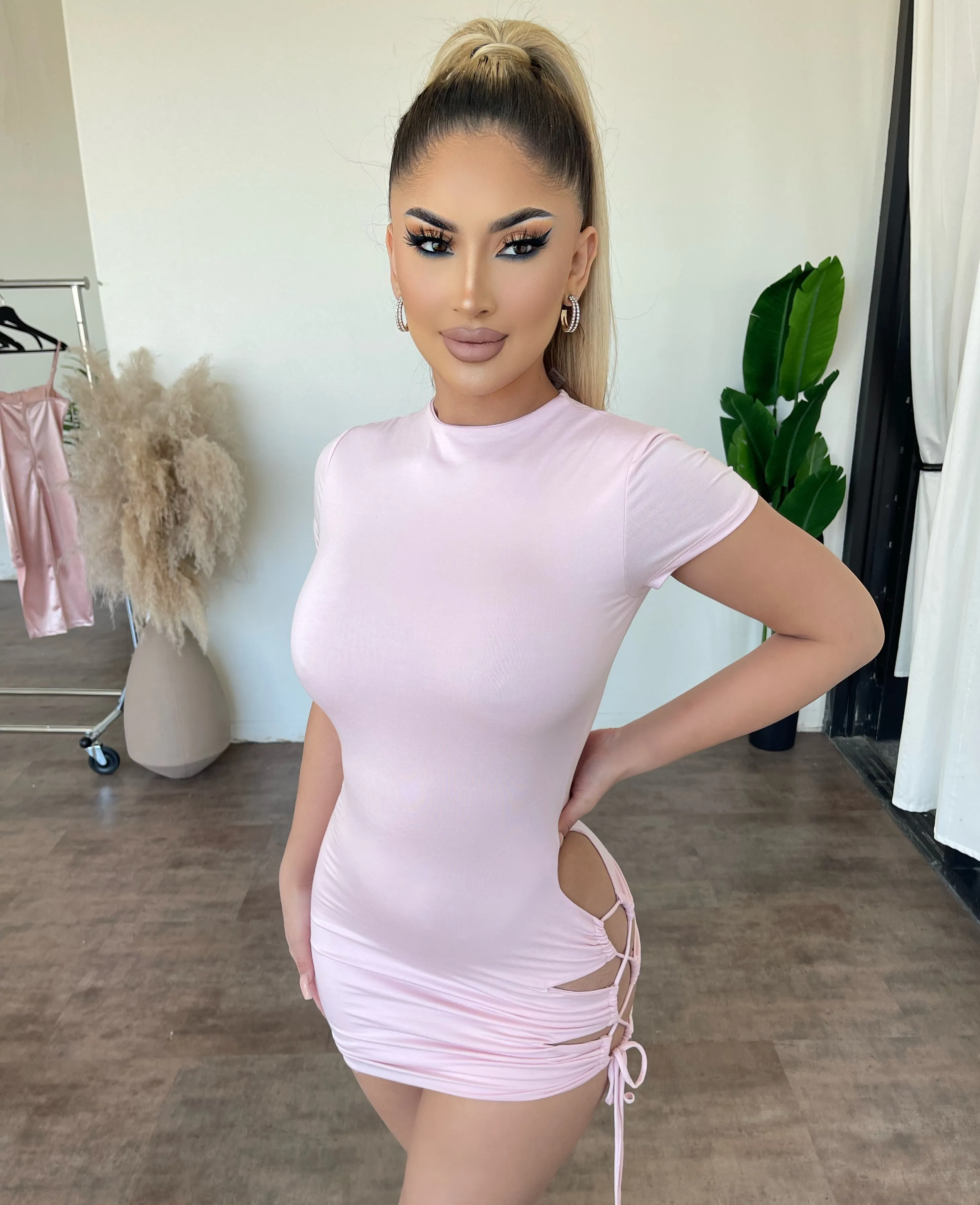 Addie Short Sleeve Dress(Light Pink) sold by OOTDFash