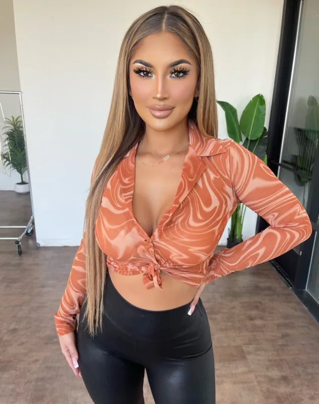 Lizze Mesh Button Top sold by OOTDFash