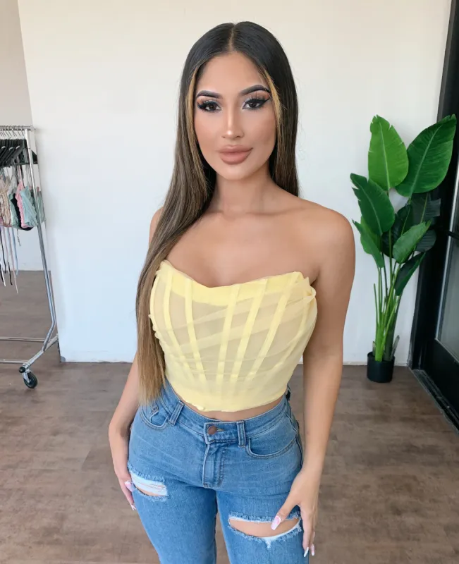 Sally Mesh Tube Top(Lemon) sold by OOTDFash