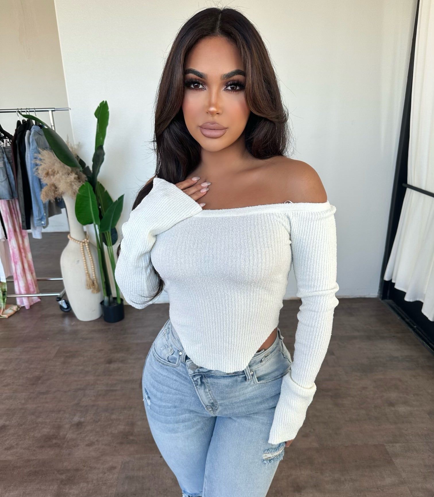 Elida Off Shoulder Top (White) sold by OOTDFash