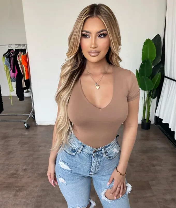 Marlyn V-Neck Top(Mocha) sold by OOTDFash