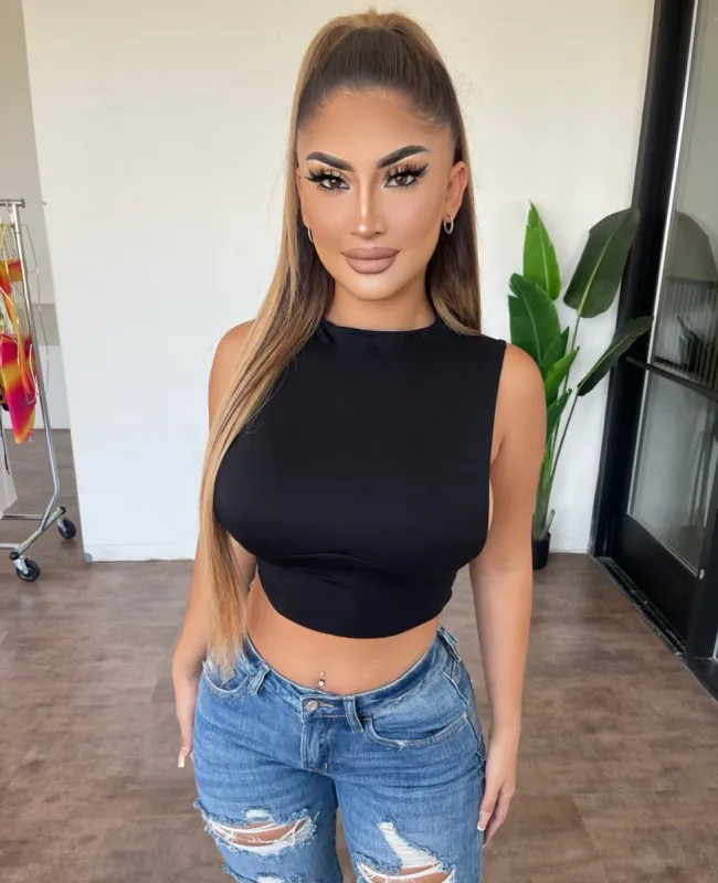 Ciara Cropped Tank Top(Black) sold by OOTDFash