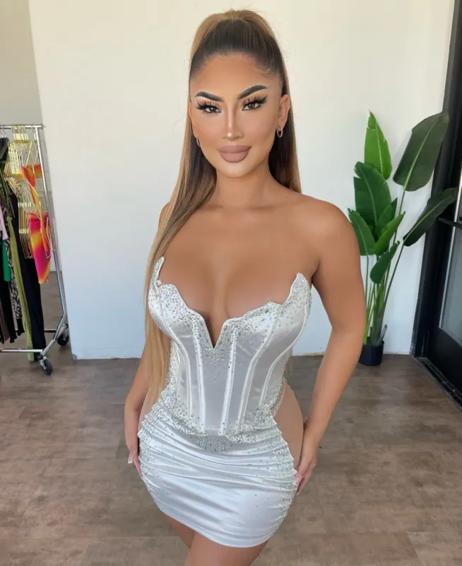 Elea Dress(White/Nude) sold by OOTDFash