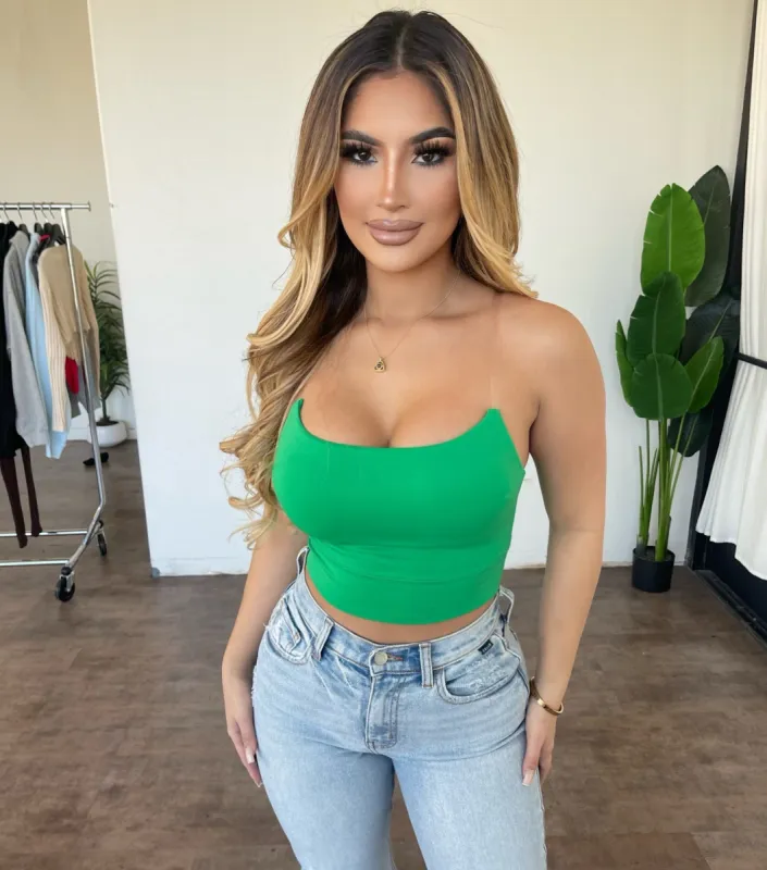 Chris Clear Strap Top(Kelly Green) sold by OOTDFash