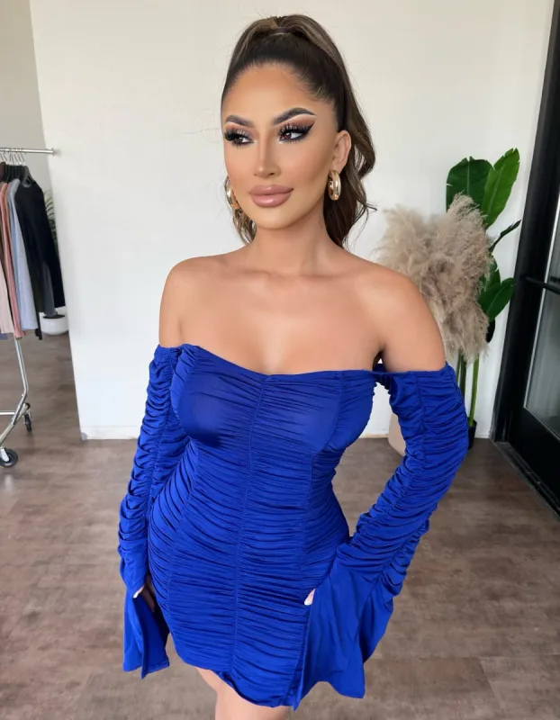 Chrissy Off Shoulder Dress(Royal Blue) sold by OOTDFash
