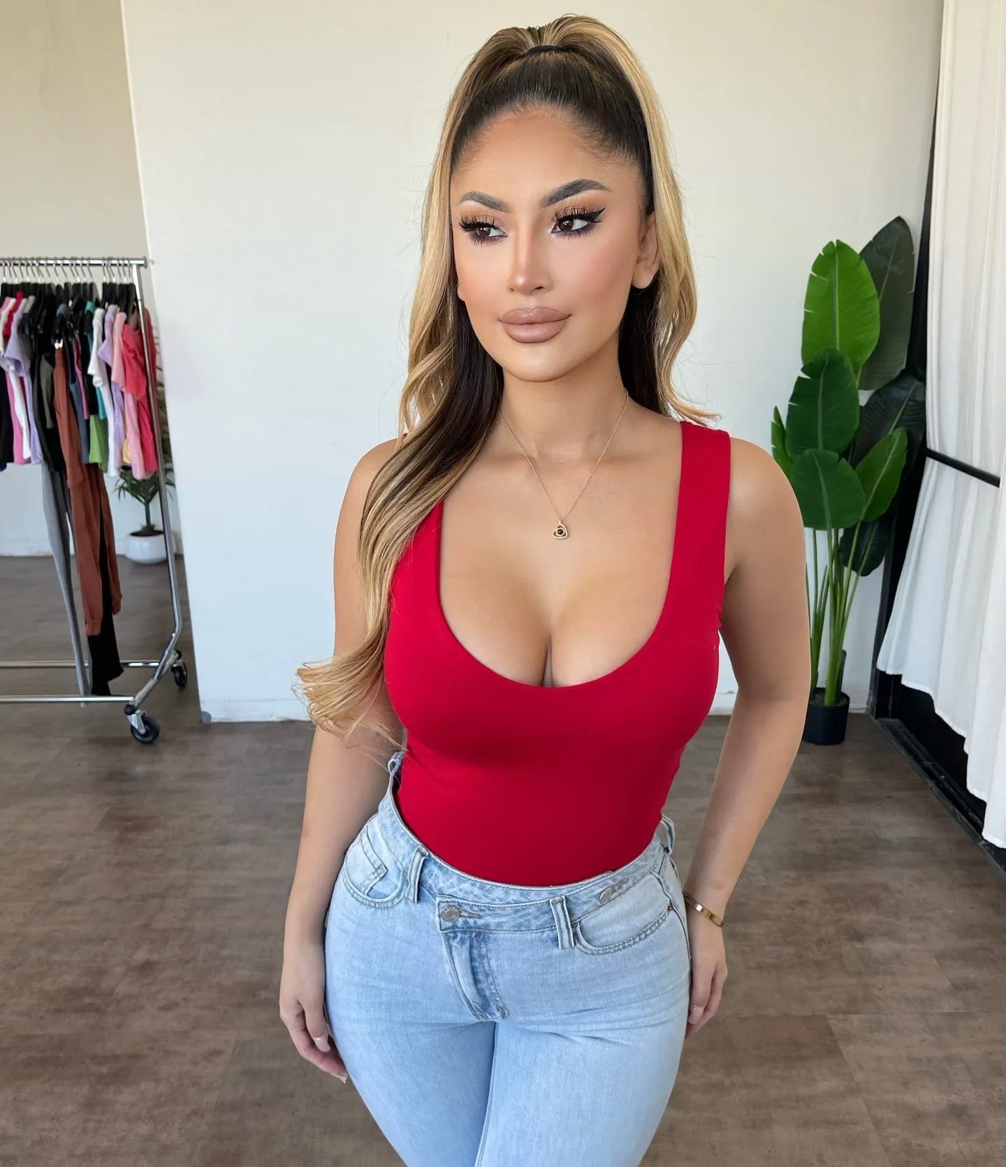 Ada V-neck Top(Red) sold by OOTDFash