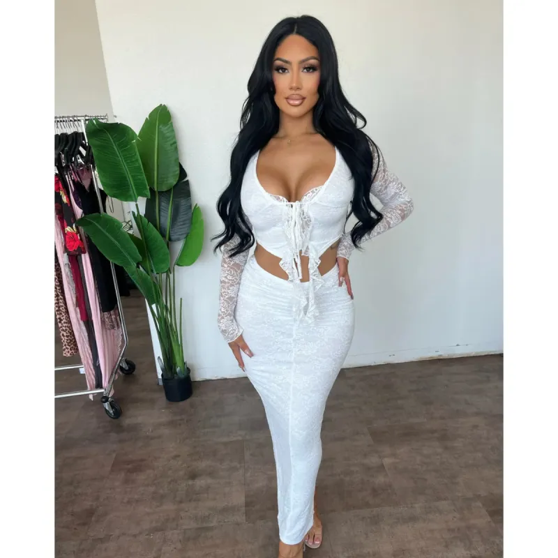Laya Maxi Skirt Set (White) sold by OOTDFash