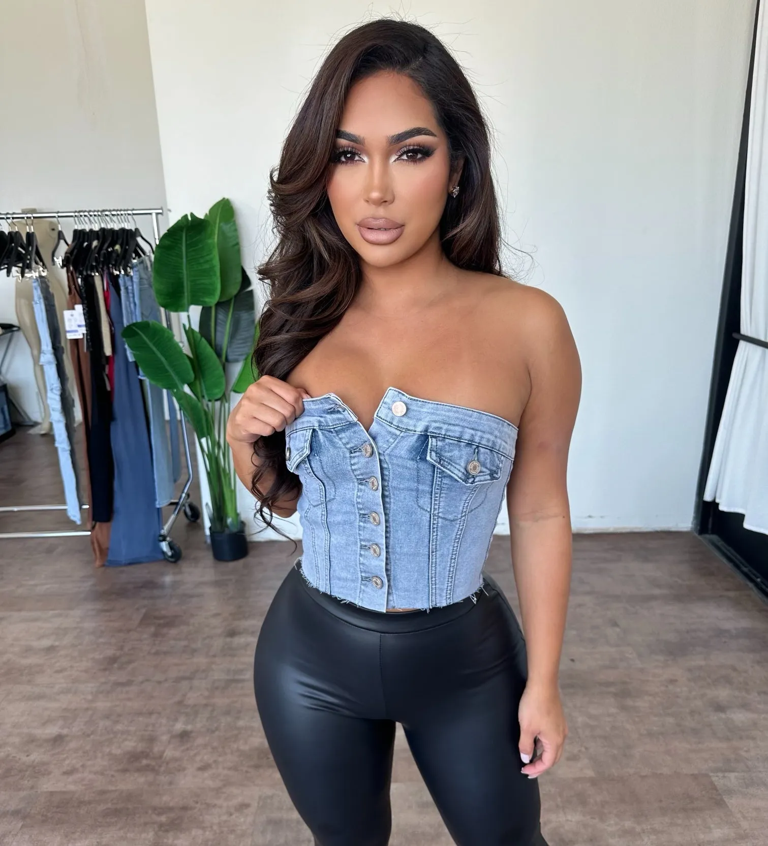 Isabella Denim Top(Light Blue) sold by OOTDFash