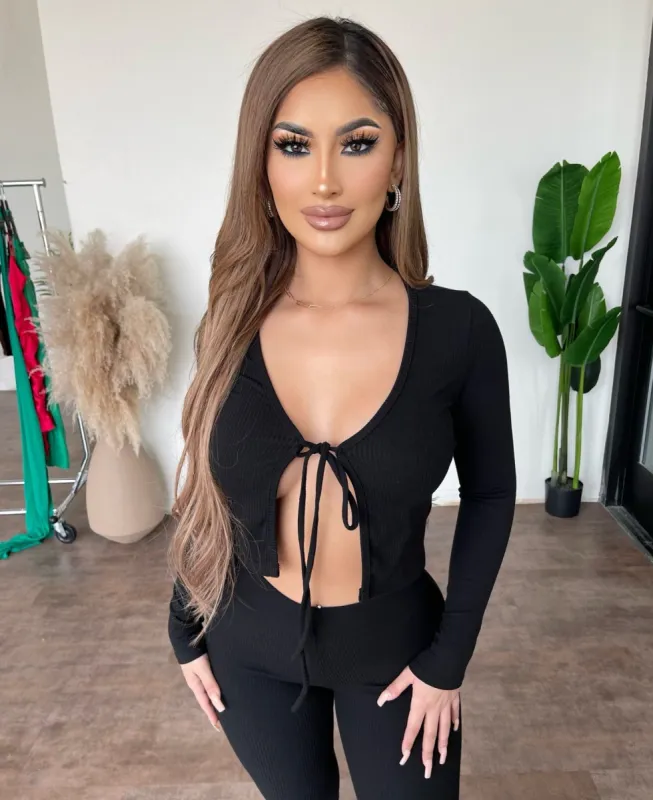 Hannah Long Sleeve Top(Black) sold by OOTDFash