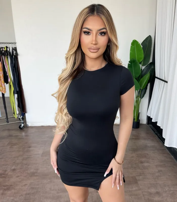 Samantha Shortsleeve Dress(Black) sold by OOTDFash