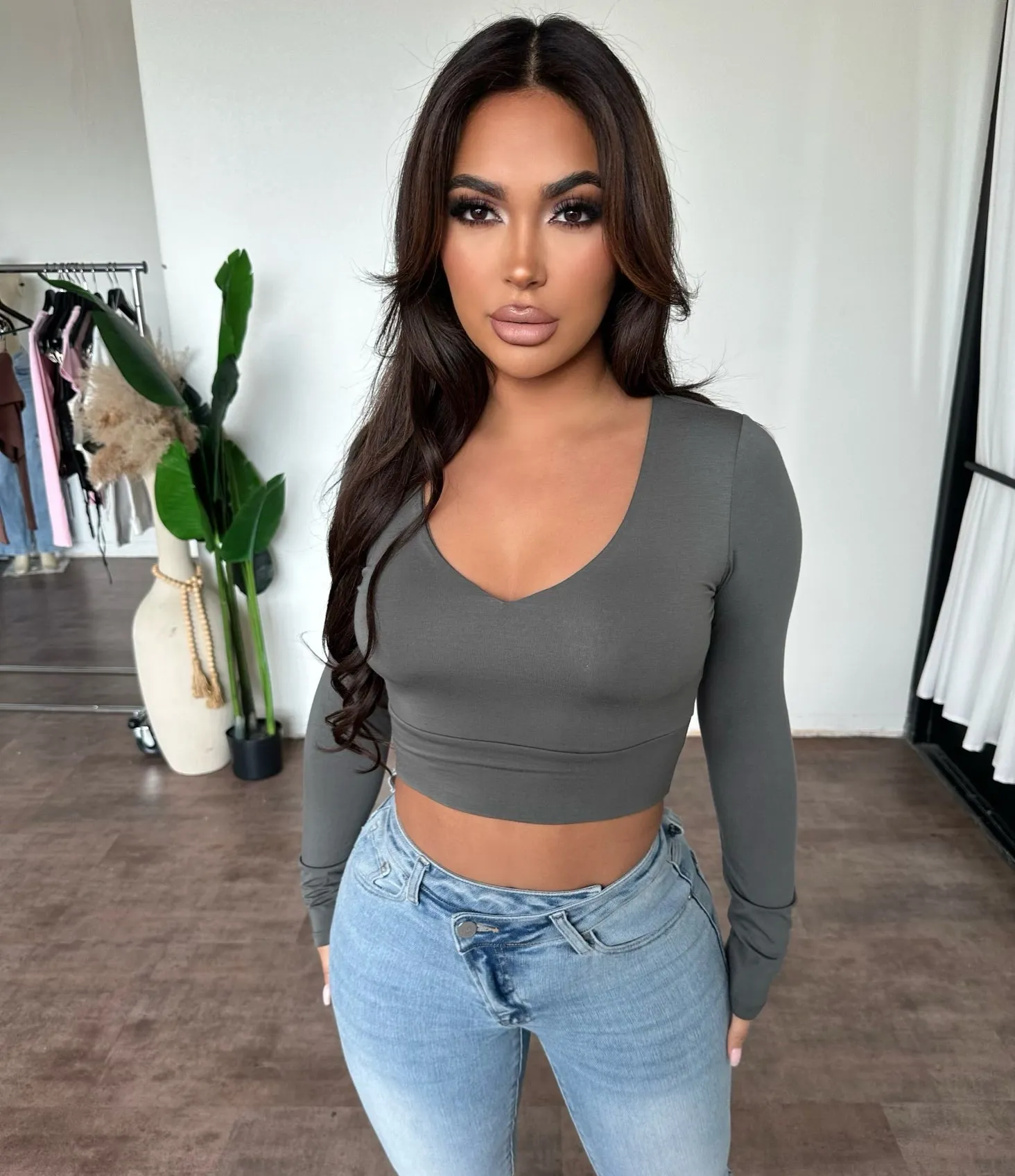 Avery Top (Grey/Olive) sold by OOTDFash