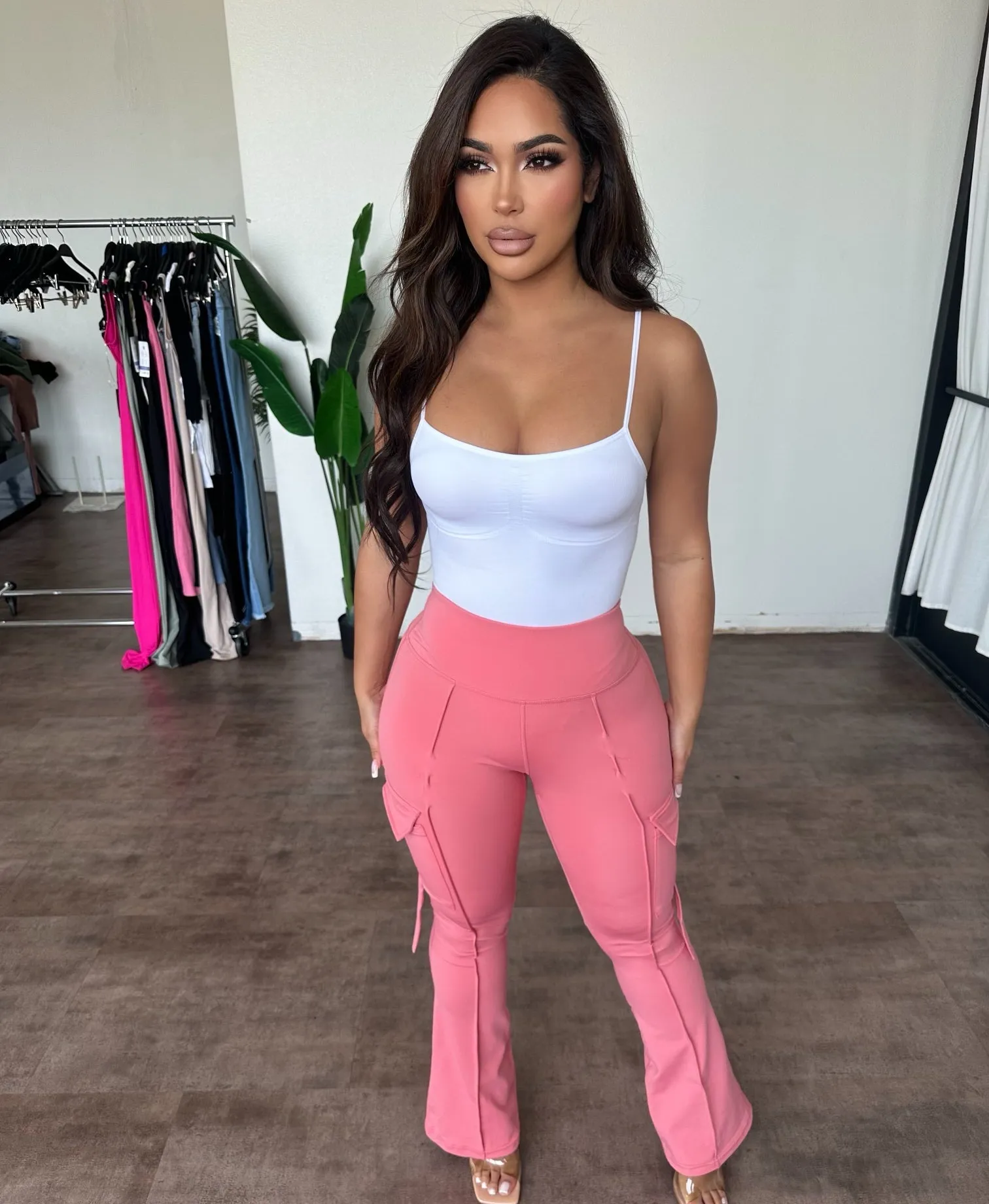 Stacy Flare Leggings (Coral) sold by OOTDFash