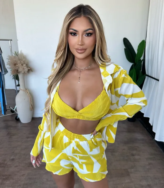 Greta 3 Set (White/Yellow) sold by OOTDFash