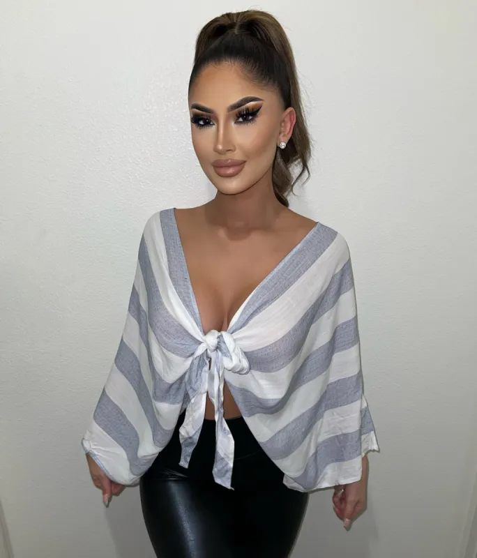 Ellie Stripe Top(Denim Blue)FINAL SALE sold by OOTDFash