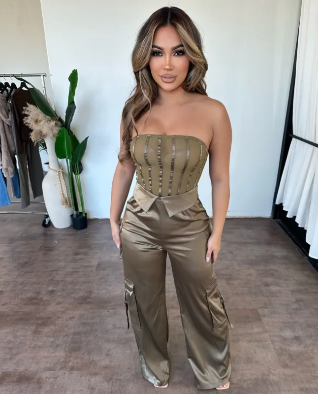 Cory Jumpsuit(Brown/Olive) sold by OOTDFash