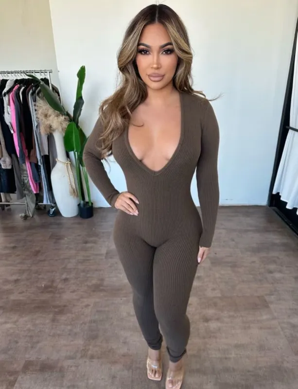 Nancy Jumpsuit (Mocha) sold by OOTDFash