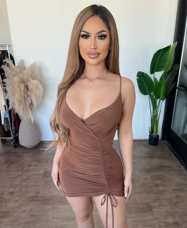 Salma Cami Dress(Chocolate) sold by OOTDFash