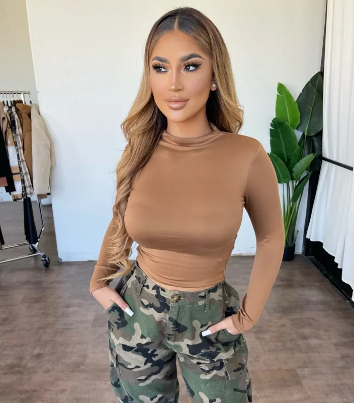 Gianna Cropped Longsleeve (Taupe) sold by OOTDFash