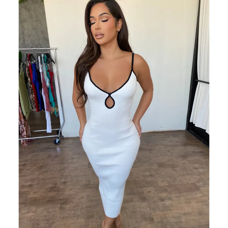 Madison Cut Out Dress (Ivory/Black) sold by OOTDFash