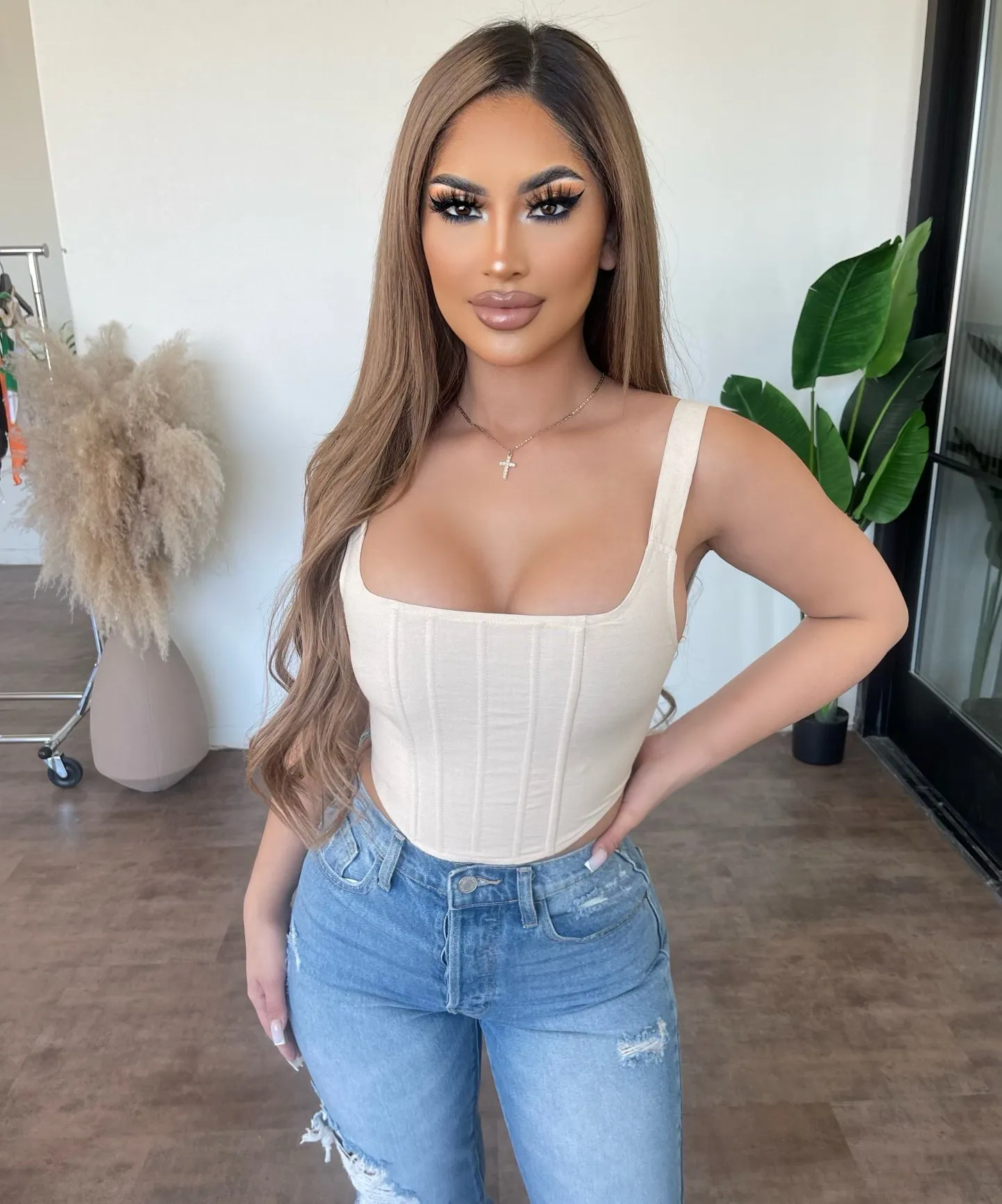 Mariah Corset Top(Beige) sold by OOTDFash