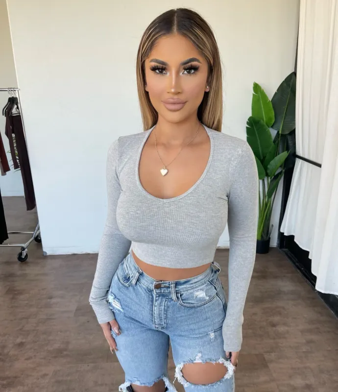 Sylvia Cropped Top(Heather Grey) sold by OOTDFash