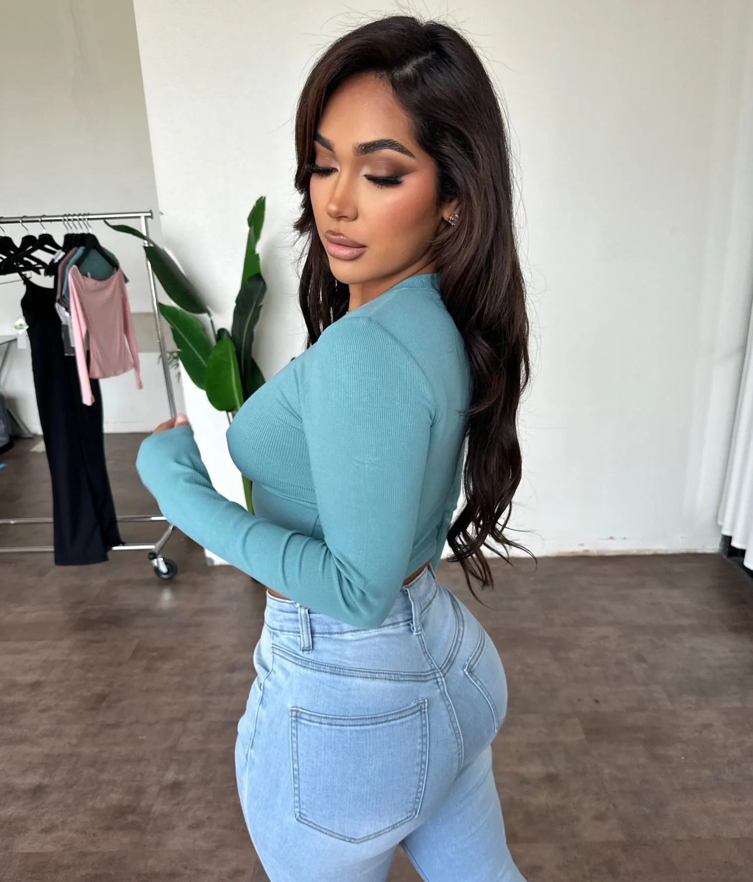 Linda Rib Top (Grey Teal) sold by OOTDFash product image thumbnail 2