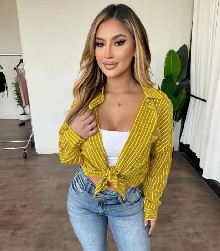 Vero Stripe Shirt(Marigold) sold by OOTDFash