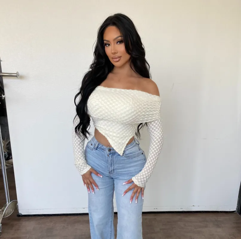 Connie Off Shoulder Top (Cream) sold by OOTDFash