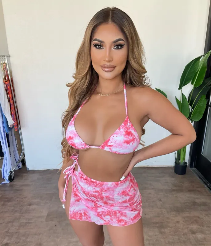 Aleena Bikini 3 Piece Set(Pink/White) sold by OOTDFash
