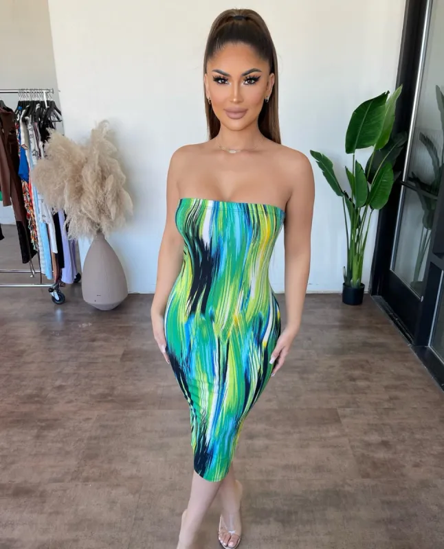 Luz Dress (Blue/Green) sold by OOTDFash