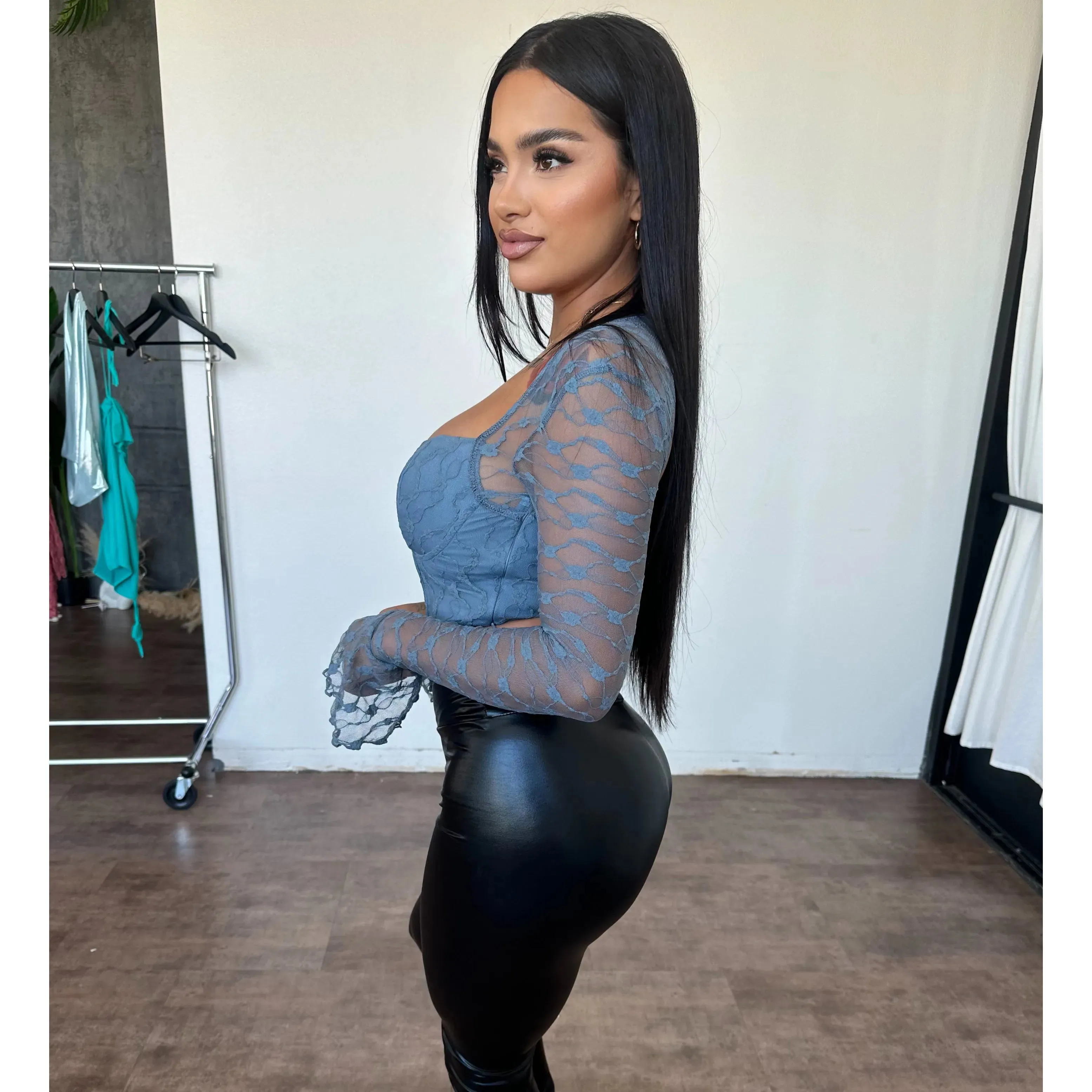 Hailey Long Sleeve Top (Dusty Blue) sold by OOTDFash product image thumbnail 2