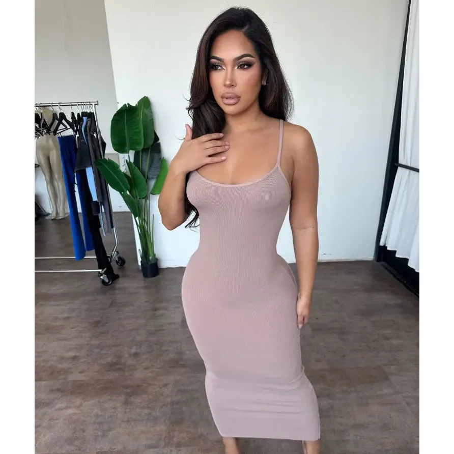 Nena Rib Dress (Taupe) sold by OOTDFash