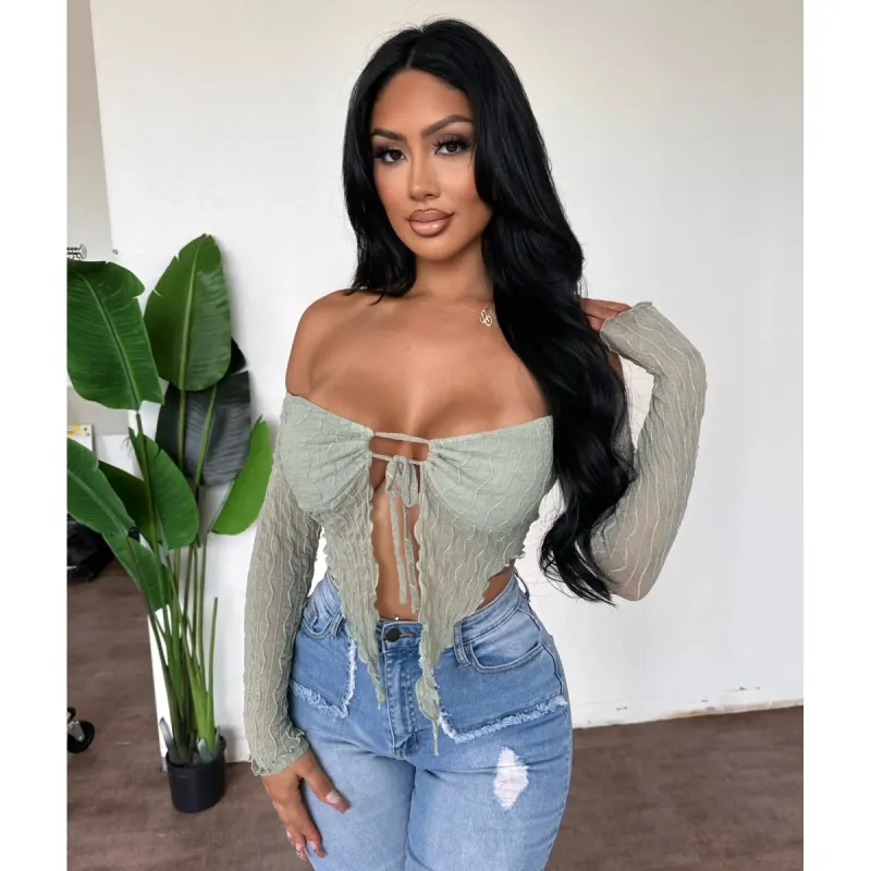 Iris Crop top (Sage) sold by OOTDFash