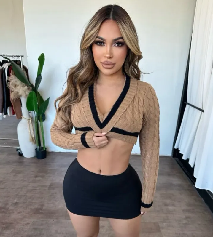 Christina Sweatshirt Camel/Black sold by OOTDFash