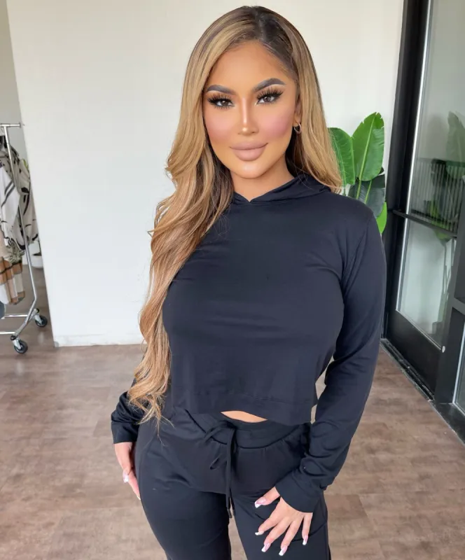 Gabi Cropped Hoodie (Black) sold by OOTDFash