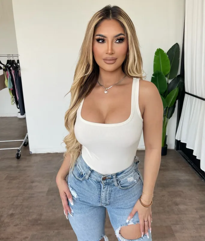 Lorena Tank Bodysuit(Natural) sold by OOTDFash