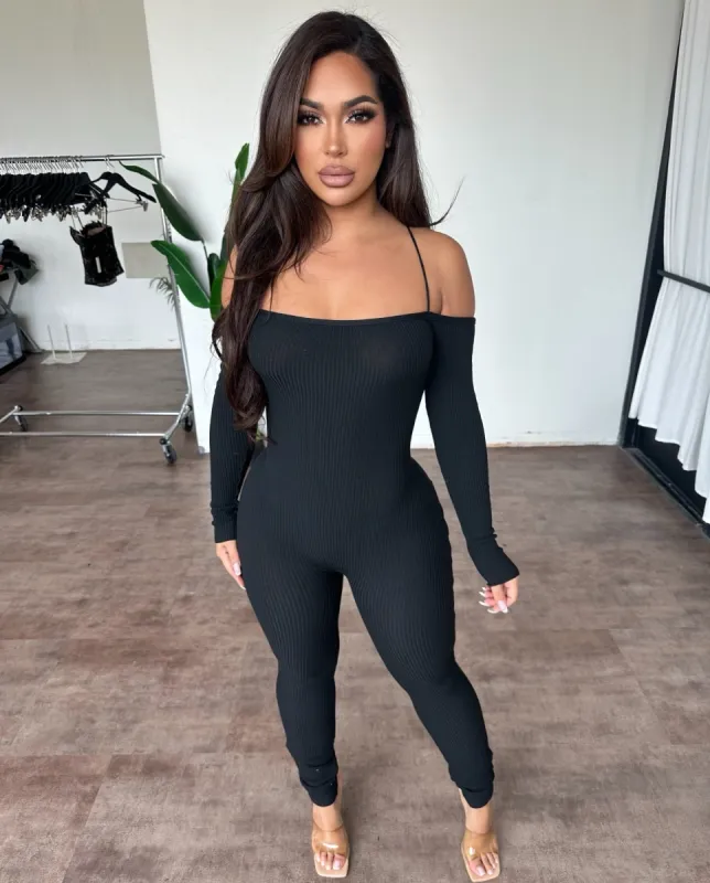 Ashley Off Shoulder Jumpsuit(Black) sold by OOTDFash