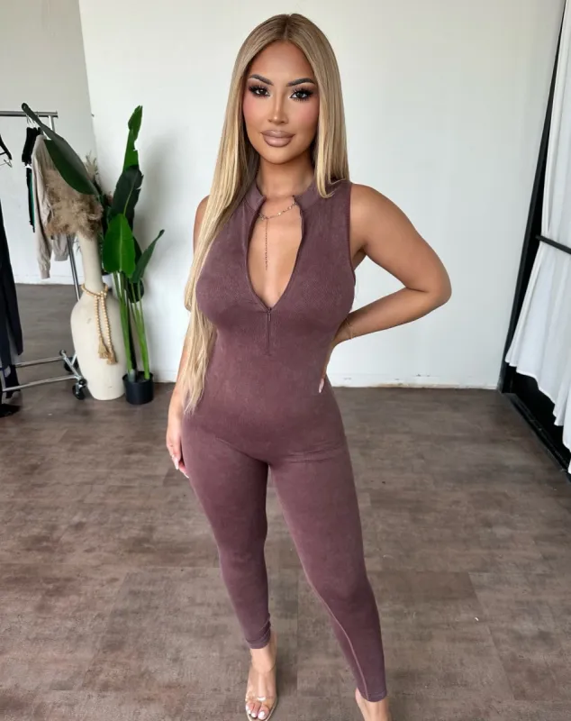 Amara Romper (Washed Brown) sold by OOTDFash