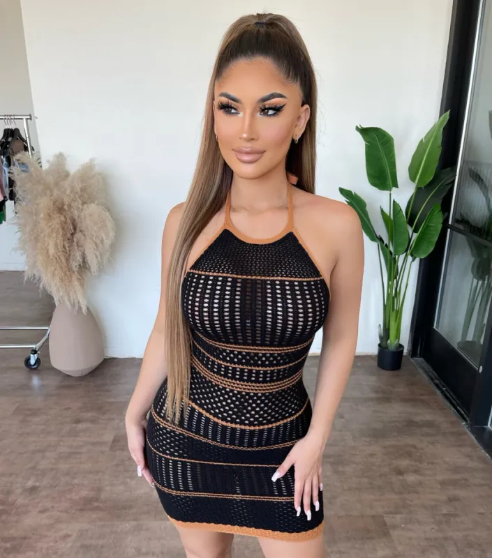 Sammy Halter Knit Dress (Black) sold by OOTDFash