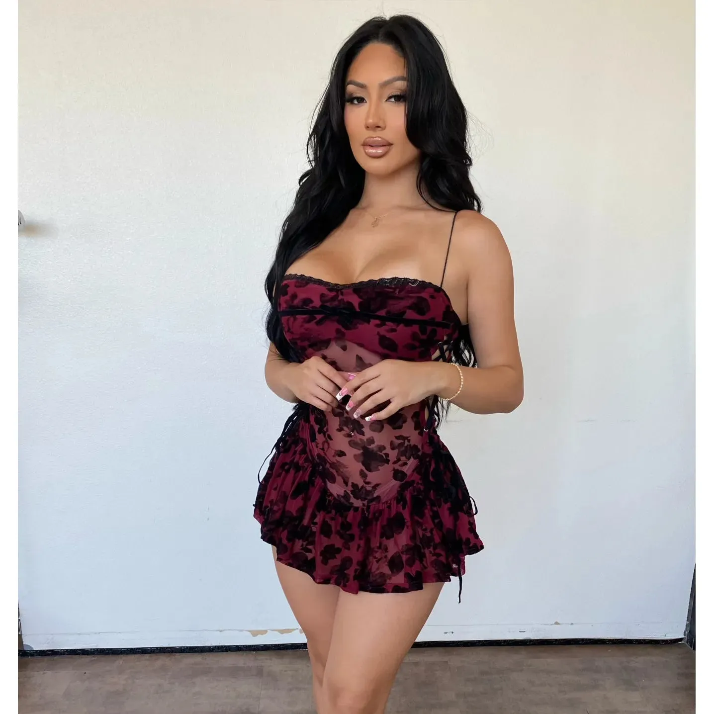 Zelena Dress (Burgundy) sold by OOTDFash