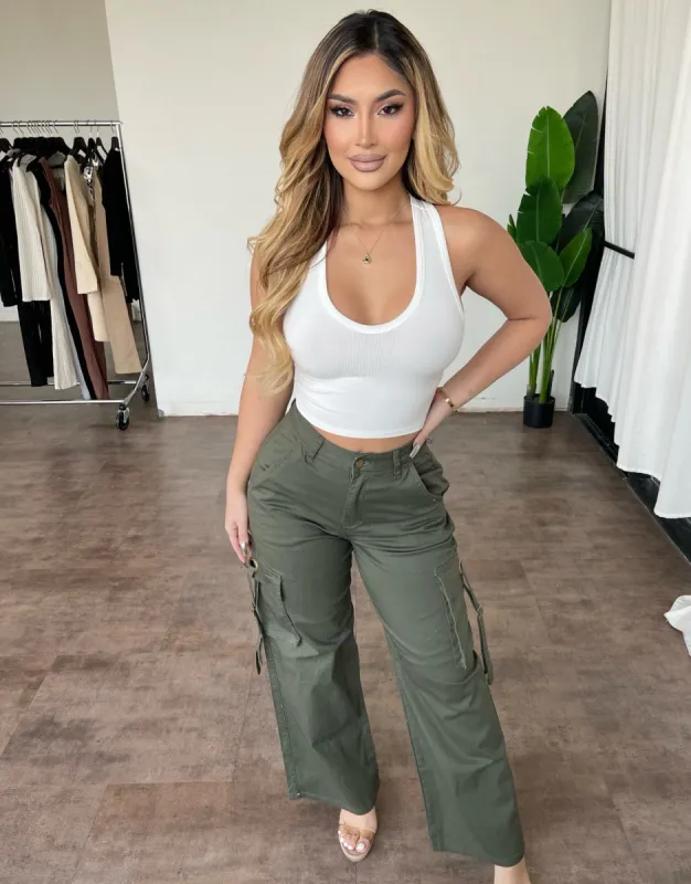 Luz Cargo Pants(Olive) sold by OOTDFash