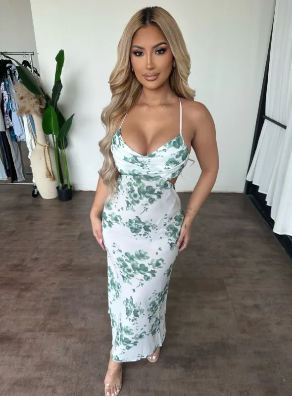 Maia Dress (Green/White) sold by OOTDFash