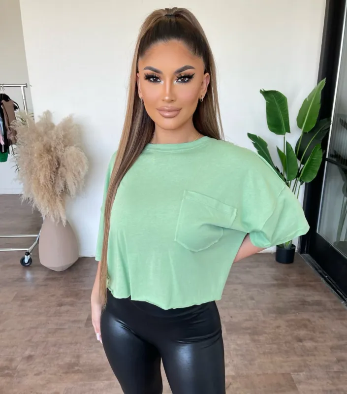 Olivia Cropped Tee(Lime) sold by OOTDFash