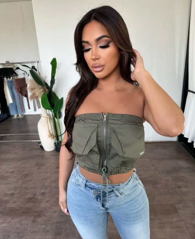 Tiffany Pocket Top (Olive) sold by OOTDFash