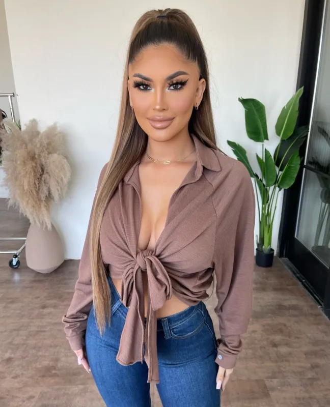 Debbie Knot Top (Taupe) sold by OOTDFash