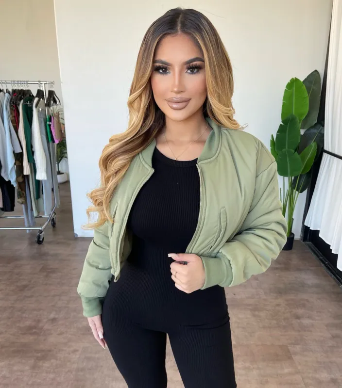 Leslie Bomber Jacket (Olive) sold by OOTDFash