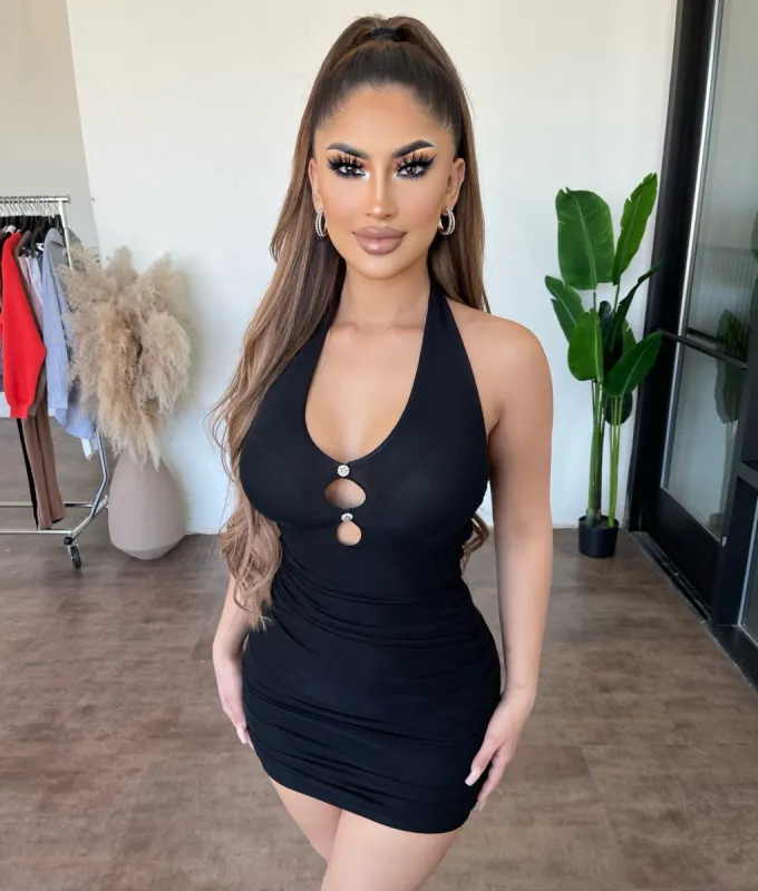 Deja Halter Dress(Black) sold by OOTDFash