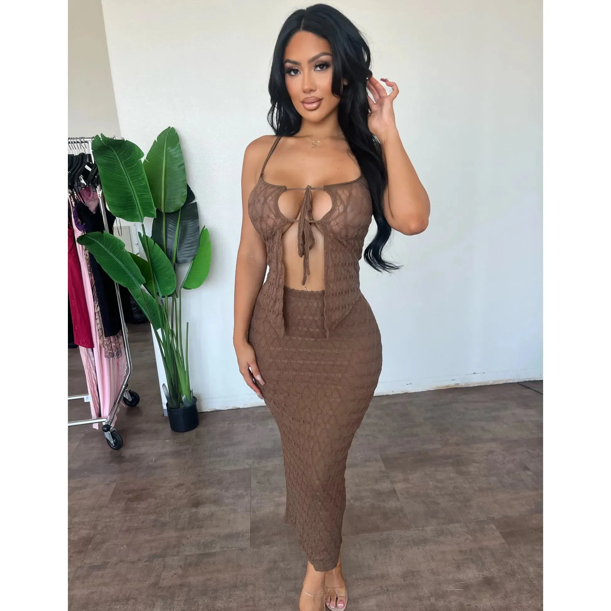 Nancy Skirt Set (Mocha) sold by OOTDFash